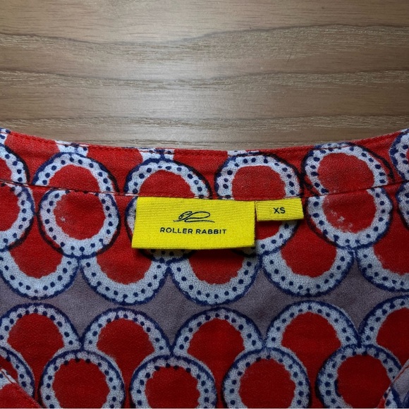 Roller Rabbit Calisto Zola Top Tunic Blouse Red Blue Boho Flowy Vacation Summer‎ - Picture 3 of 13